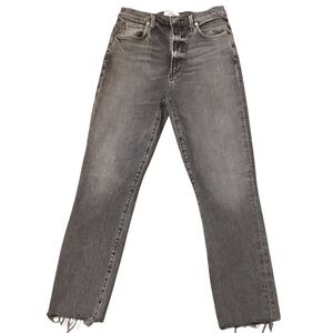 AGOLDE High Rise Black‎ Wash Pinch Waist Raw Hem Jeans Size 26 Style A165B-1274